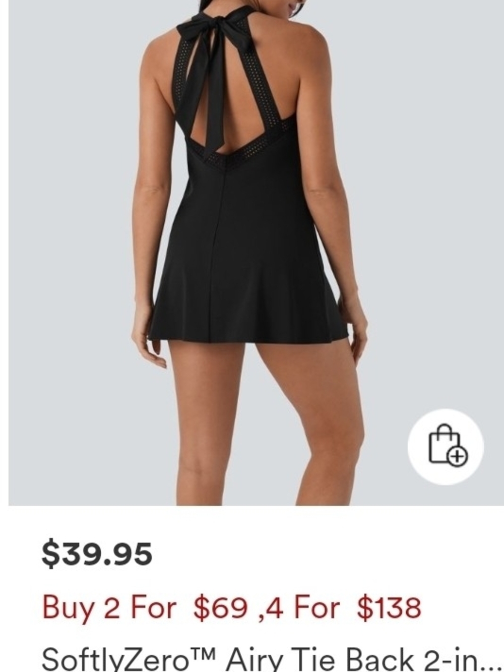 HALARA Black Halter Tie-Back Swim Dress